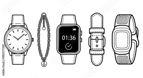 Watches and bracelets on display.