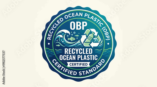 Recycled Ocean Plastic Certified Badge Label for Sustainable Products