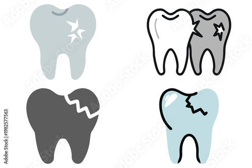 Broken Tooth Vector Illustration - Dental Health and Pain Concept