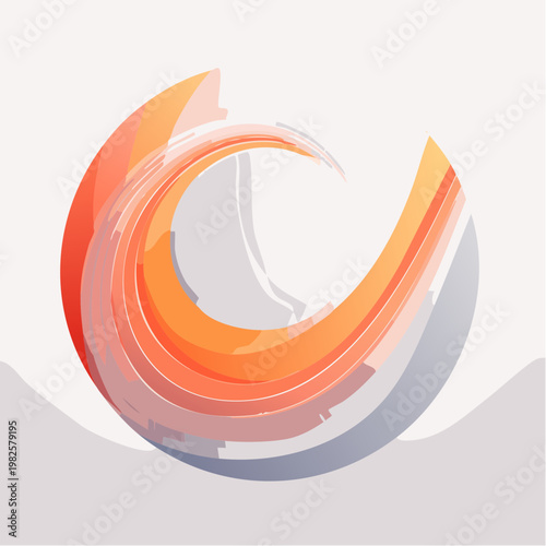 Dynamic Abstract Circle with Flowing Brushstrokes and Gradient Colors Creating a Sense of Motion and Harmony