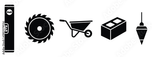 Professional collection of construction work equipment and essential building block components for various residential and commercial repair and development applications.