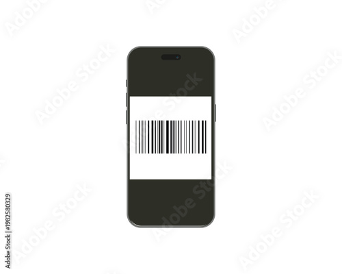 Mobile phone scanning barcode icon. Smartphone camera readable QR code. Vector illustration.
