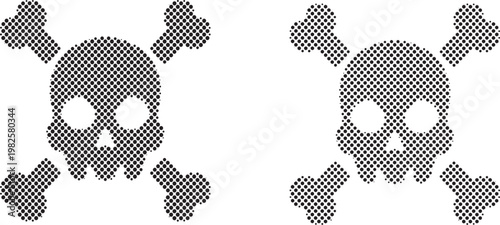 Dead Skull Silhouette with Artistic Halftone Dot Pattern