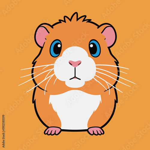 Cute Cartoon Hamster Illustration on Orange Background