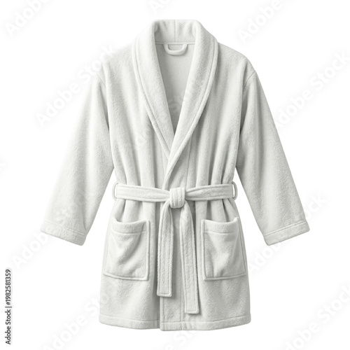 Konstfotografi Soft white cotton bathrobe with belt
