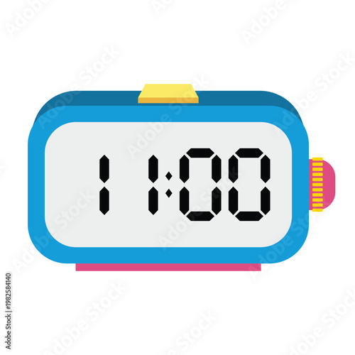 A colorful digital clock displaying 11:00.
