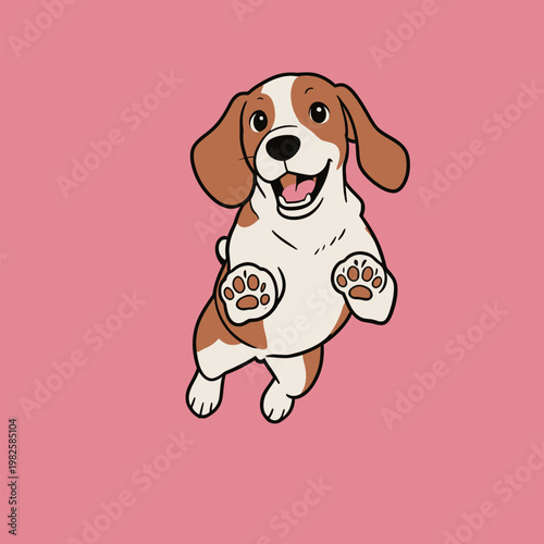 Cute Beagle Dog Cartoon Illustration