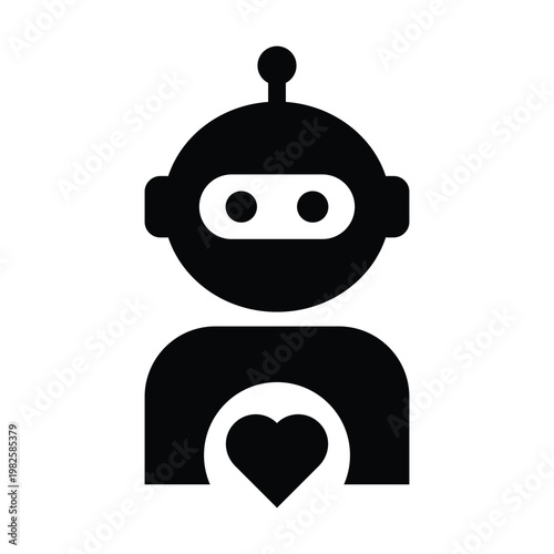 AI Healthcare Robot Icon Heart Care Medical Assistant Symbol