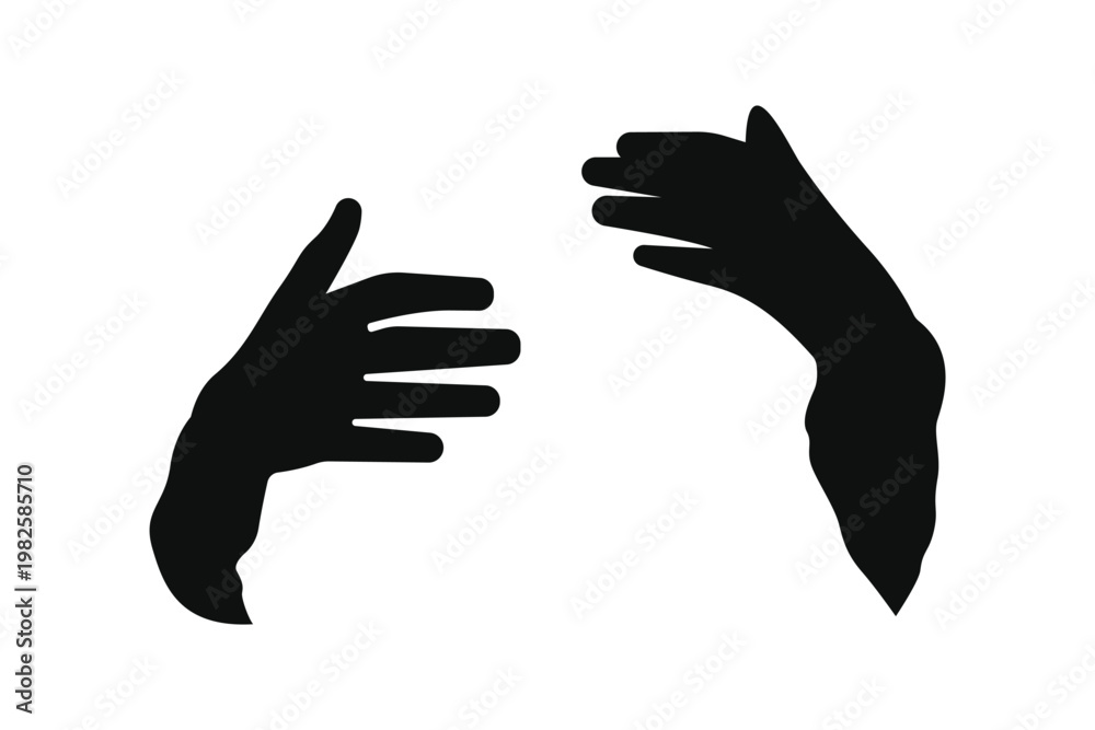 Obraz premium Helping hands silhouette vector isolated on transparent background. Symbol of support, care, teamwork and human connection.
