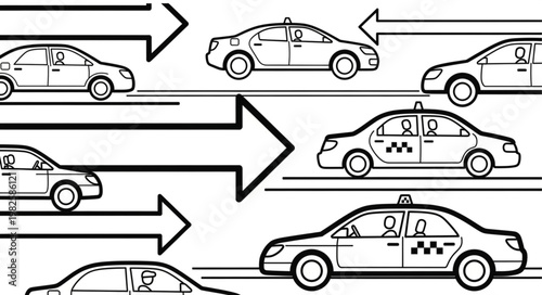 Traffic Flow and Transportation Concept.