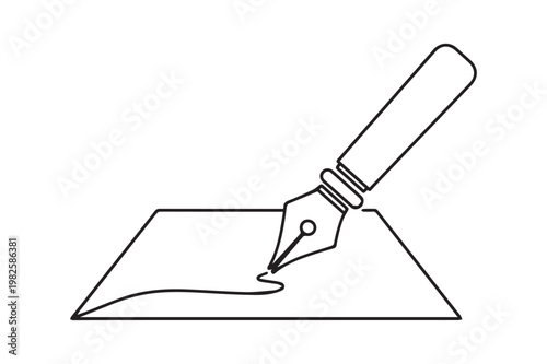 Fountain pen signing document or paper