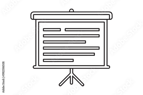 Presentation screen with information and stand