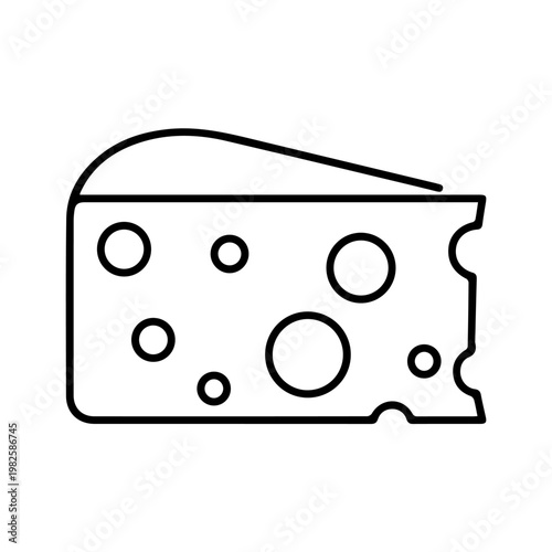  Isolated Cheese Icon In Black Linear Style.