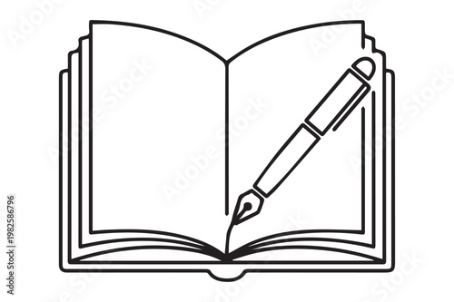Open Book with a Pen Icon