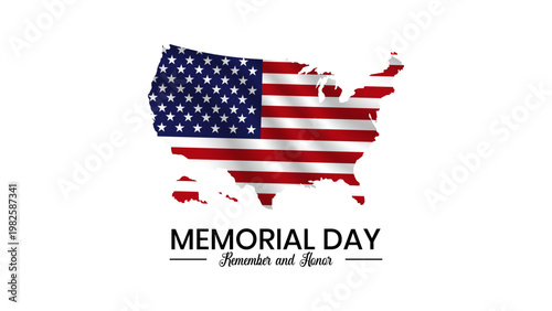 Memorial day graphic with usa map and american flag