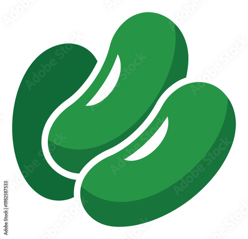 Green bean pods or legumes abstract graphic symbolizing healthy organic food and natural ingredients for dietary and agricultural concepts
