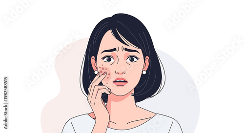 Woman with skin irritation illustration healthcare concept medical dermatology