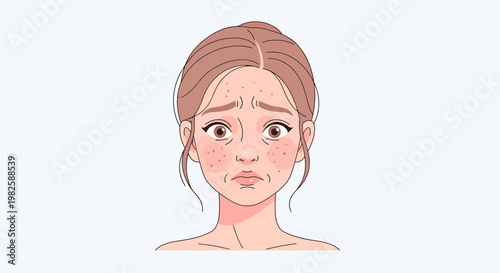 Womans face showing signs of aging skin illustration