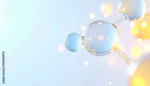 自然由来成分をイメージした分子構造 透明感と清潔感のあるグリーン美容ビジュアル ジェネレーティブAI