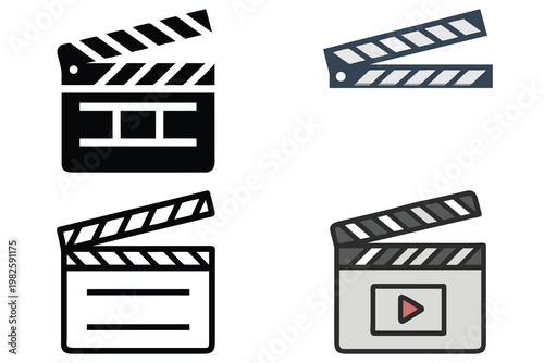 Vector Movie Clapperboard Icon for Film Production and Cinema