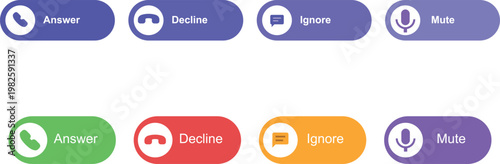 Modern Phone Call Action Buttons UI Kit with Answer and Decline Icons
