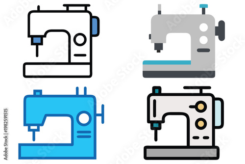 Black Sewing Machine Vector Illustration - Crafting & Tailoring Icon
