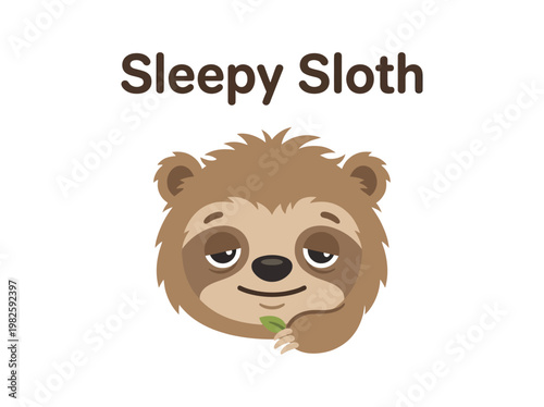 Adorable illustration of a sleepy sloth, a cute and charming cartoon character with a relaxed expression