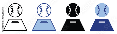 A collection of versatile baseball sports icons presented in different styles for digital applications, game interfaces, and athletic themed graphics suitable for various media projects