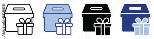 Modern icon set featuring a delivery box and a present, symbolizing gift delivery, online shopping, and special occasion packaging for digital applications and business presentations