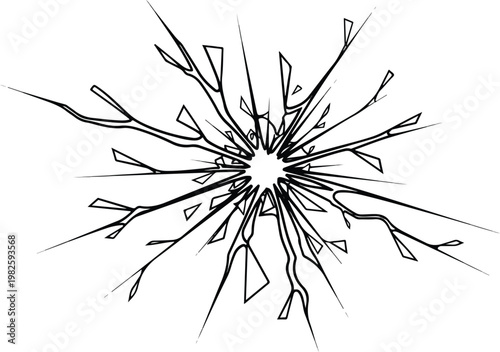 Explosion Effect Graphic Element - Shattered Glass Burst Design