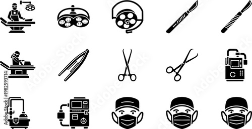 Surgical and Operating Room Equipment Icon Set