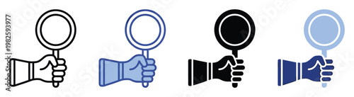 Hand holding round sign icon set for various applications like voting, auction bidding, or signaling decisions in user interfaces and graphic designs.