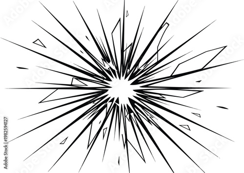 Explosive burst of abstract lines radiating outwards from a central point