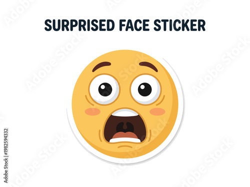 Surprised Face Sticker Illustration - Expressive Emoji Design