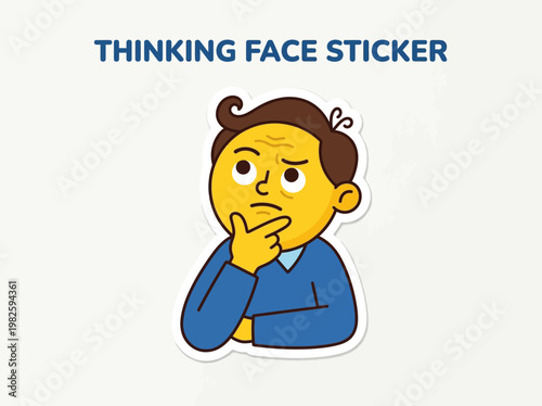 Thinking Face Sticker for Expressing Doubt, Confusion, or Deep Contemplation