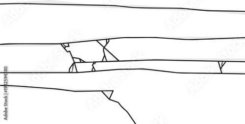 Diagram showing geological strata and fault lines, indicating earth's tectonic plate movements and subsurface geological structures