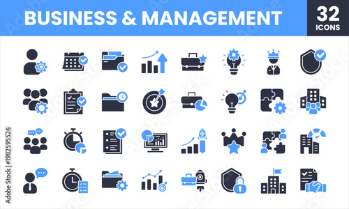 Corporate Office Icons Pack. Business productivity and management vector icons