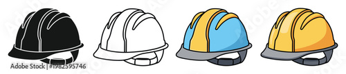 Various safety hard hats for construction workers and industrial professionals showcasing essential personal protective equipment for workplace safety and compliance