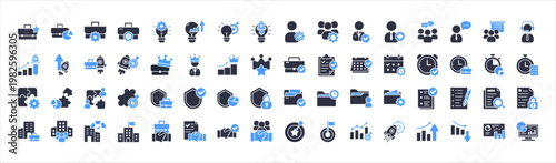 Corporate Business Icons Collection. Team management workflow productivity vector icon set