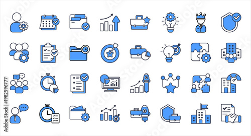 Professional Office Icons Set. Business corporate workflow vector icons