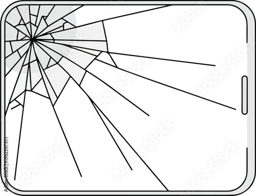 Illustration of a broken smartphone screen with radiating cracks