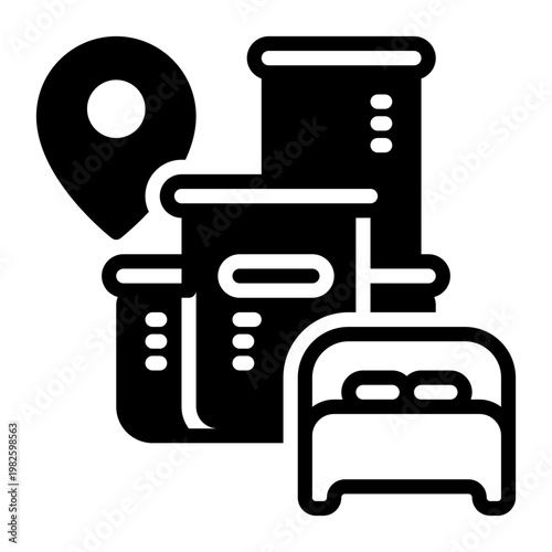 hotel icon, glyph icon style