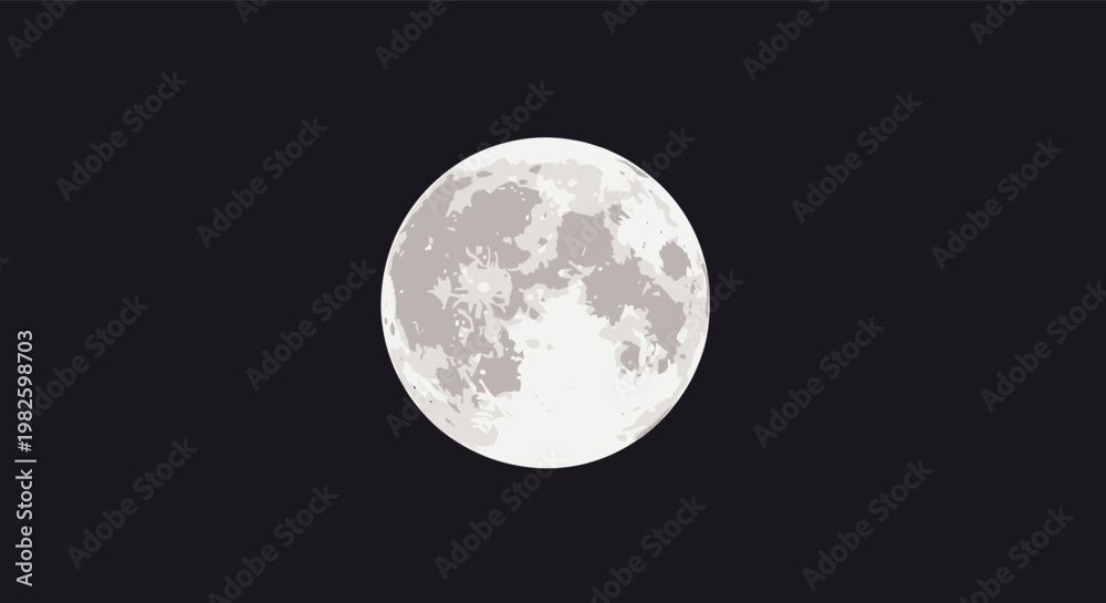 Obraz premium Large detailed full moon shining brightly against a solid dark black background, capturing a peaceful and mysterious night sky.