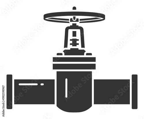 Industrial pipe gate valve icon for plumbing system schematics and infrastructure design projects, essential for regulating fluid flow in various applications.