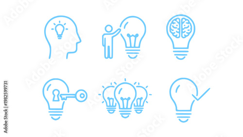 Light bulb and brain icons representing creativity and smart thinking.