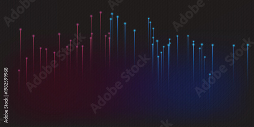 Abstract Digital Wave Technology Background. Dark Space With Grid Line.