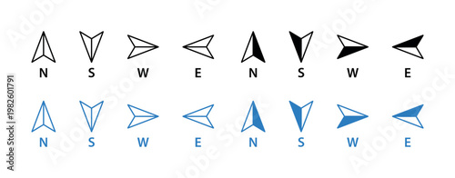 Minimal Compass Arrow Vector, Geometric Navigation Symbol