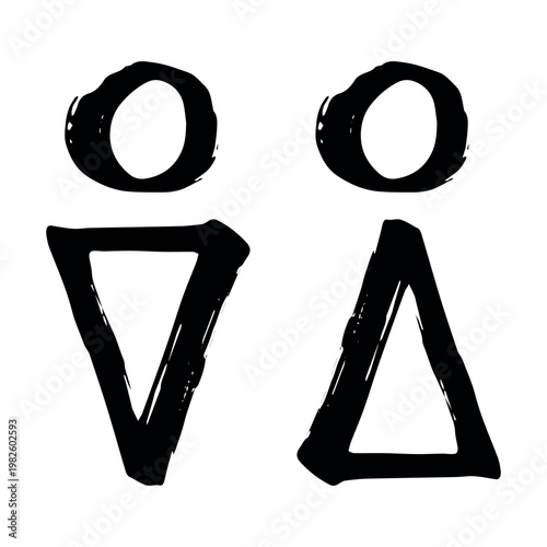 Hand drawn female and male gender identity sign Girls and boys Man and woman pictogram Lady and gentleman for restroom, toilet, washroom, lavatory, closet, WC, bathroom, door sticker