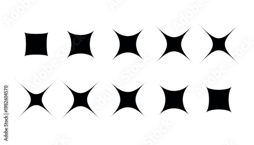 Square to starburst shape progression black silhouettes starburst silhouette abstract