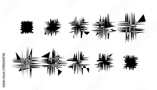 Abstract splatter and jagged shape progression black and white abstract splatter